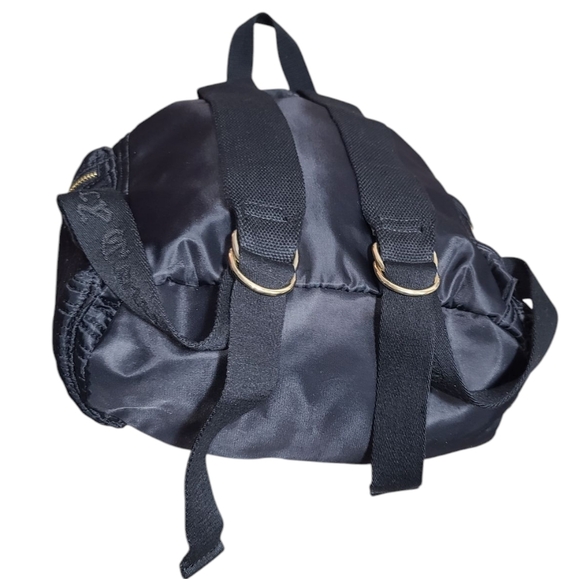 JUICY COUTURE Black Satin Sequin Quilted Drawstring Backpack With Gold Hardware - Picture 5 of 15